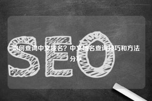 如何查询中文域名？中文域名查询技巧和方法分享